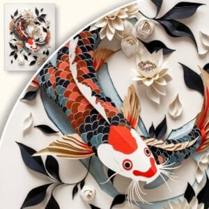 Obraz Karp Koi wśród Lilii