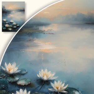 Obraz Lilie wodne na spokojnym jeziorze