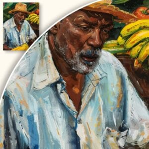 Obraz Starszy mężczyzna sprzedający owoce