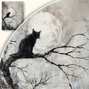 Obraz Czarny kot w nocnej tajemnicy