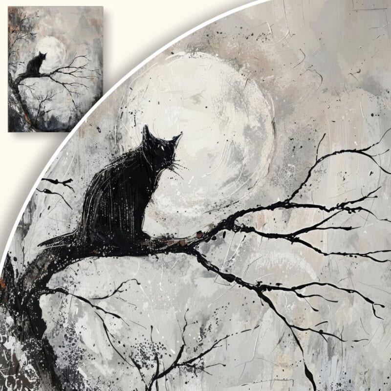 Obraz Czarny kot w nocnej tajemnicy