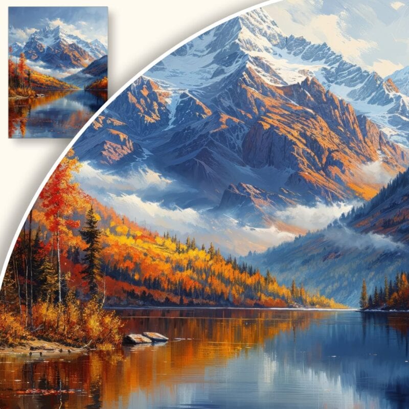 Obraz Jesienny krajobraz ośnieżonych gór