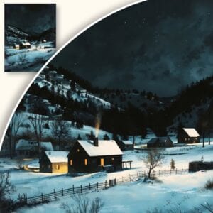 Obraz Zimowa noc na wsi
