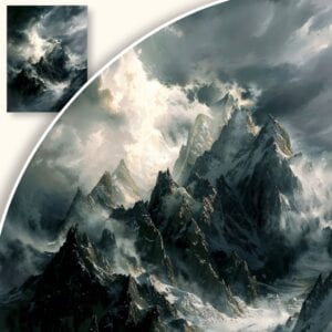 Jaki obraz do przedpokoju? Przewodnik wyboru idealnej dekoracji 3 Plakat majestatyczny krajobraz górski