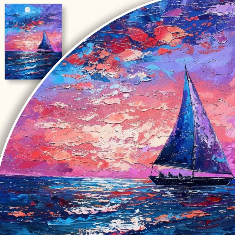Obraz Żaglówka na barwnym niebie