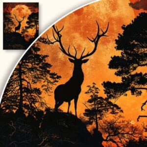 Plakat Jeleń pod Księżycem