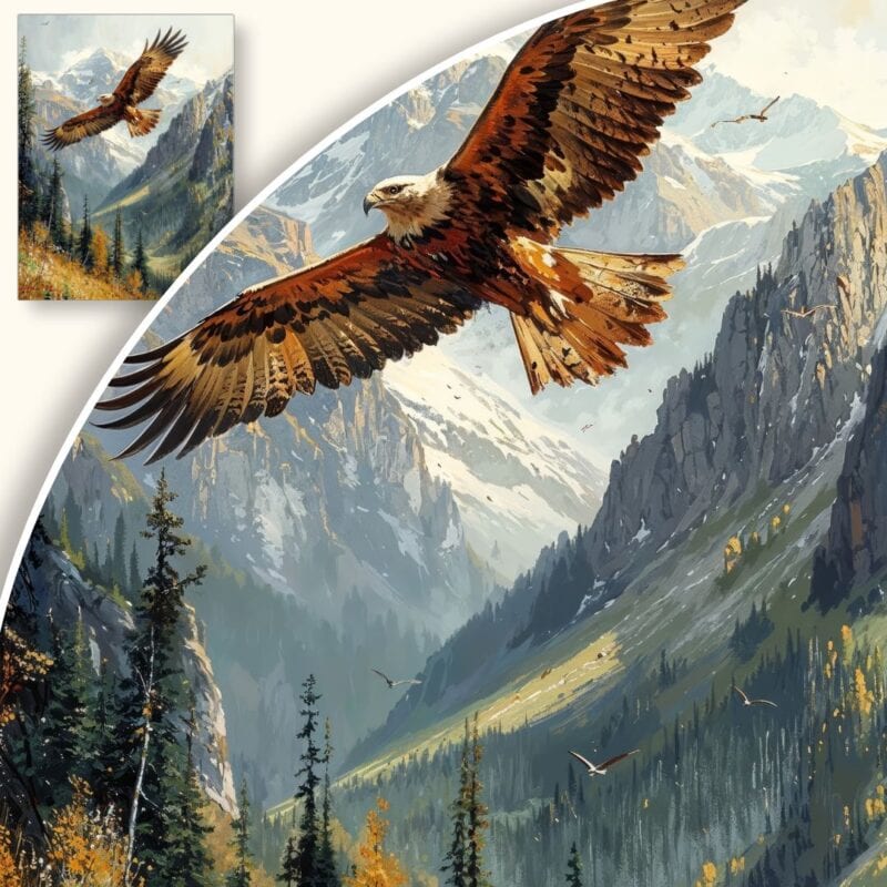 Obraz Majestatyczny orzeł nad jesiennymi górami