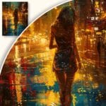 zb3-1573-3n Obraz Kobieta w Nocnym Deszczu