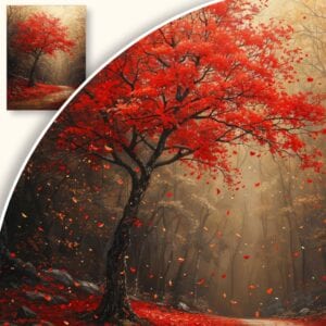 Obraz Jesienne drzewo na lesnej ścieżce