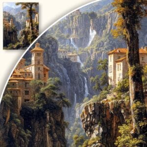 Obraz Malowniczy górski pejzaż z wodospadem