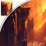 Plakat Zachodzące Słońce nad Monumentalnymi Klifami