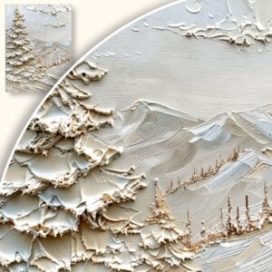 Obraz Zimowy krajobraz z drzewami i górami