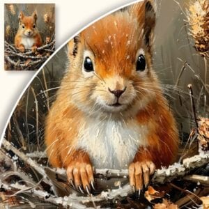 Obraz Wiewiórka na jesiennej gałęzi