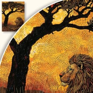 Plakat Lew pod drzewem