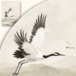 Obraz Żuraw w locie nad górskim krajobrazem