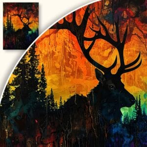 Obraz Jeleń w magicznym lesie