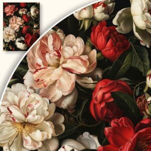 Obraz Kwitnące piwonie na ciemnym tle