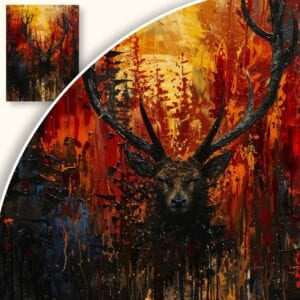 Obraz Jeleń w płomieniach