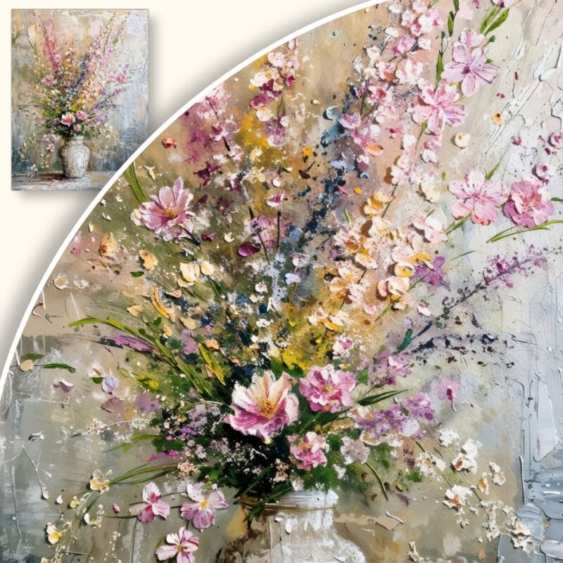 Obraz Bukiet Kwitnących Kwiatów w Wazonie