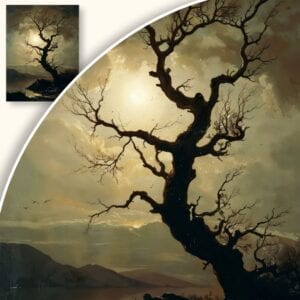 Obraz Samotne drzewo na tle księżycowej nocy