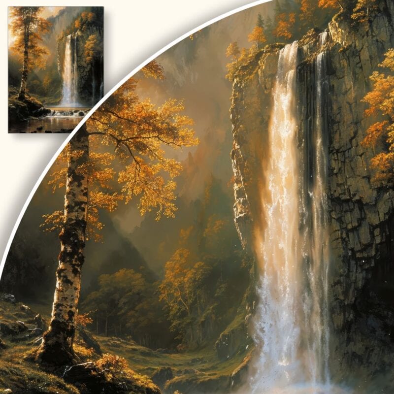 Obraz Jesienny wodospad wśród drzew