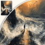 Obraz Samotna postać na wzburzonych wodach