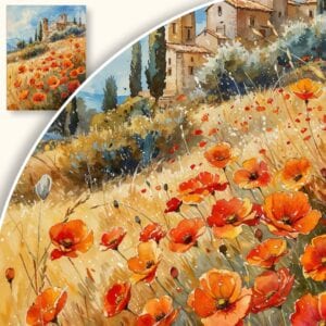 Obraz Idylliczny krajobraz z makami