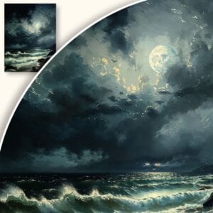 Obraz Burzliwe morze w blasku księżyca
