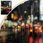 Plakat Nocne miasto o deszczu