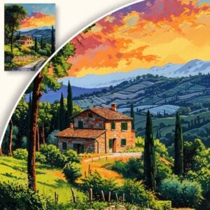 Obraz Wiejskie zacisze o zachodzie słońca