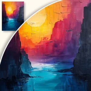 Obraz Zachód słońca nad spokojną rzeką