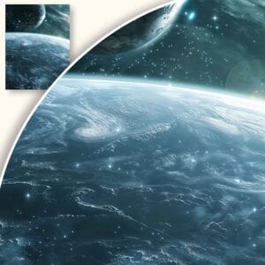 Plakat Kosmiczna wizja z planetami i gwiazdami