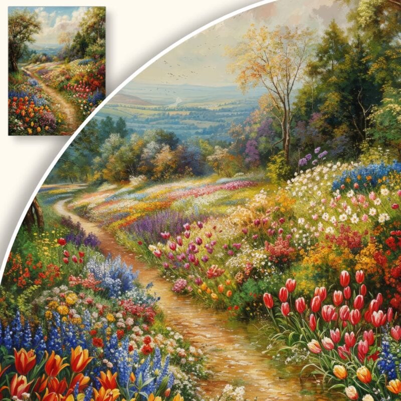 Obraz Wiosenny spacer przez kwitnącą łąkę