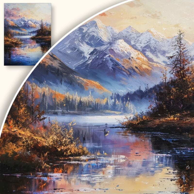 Obraz Jesienny krajobraz górski nad jeziorem