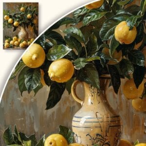 Obraz Martwa natura z cytrynami i wazonem