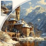 zb3-1866-3n Obraz Majestatyczny zamek w zimowym krajobrazie