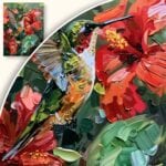 Obraz Koliber wśród kwiatów hibiskusa