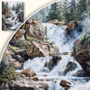 Obraz Leśny wodospad wśród skał