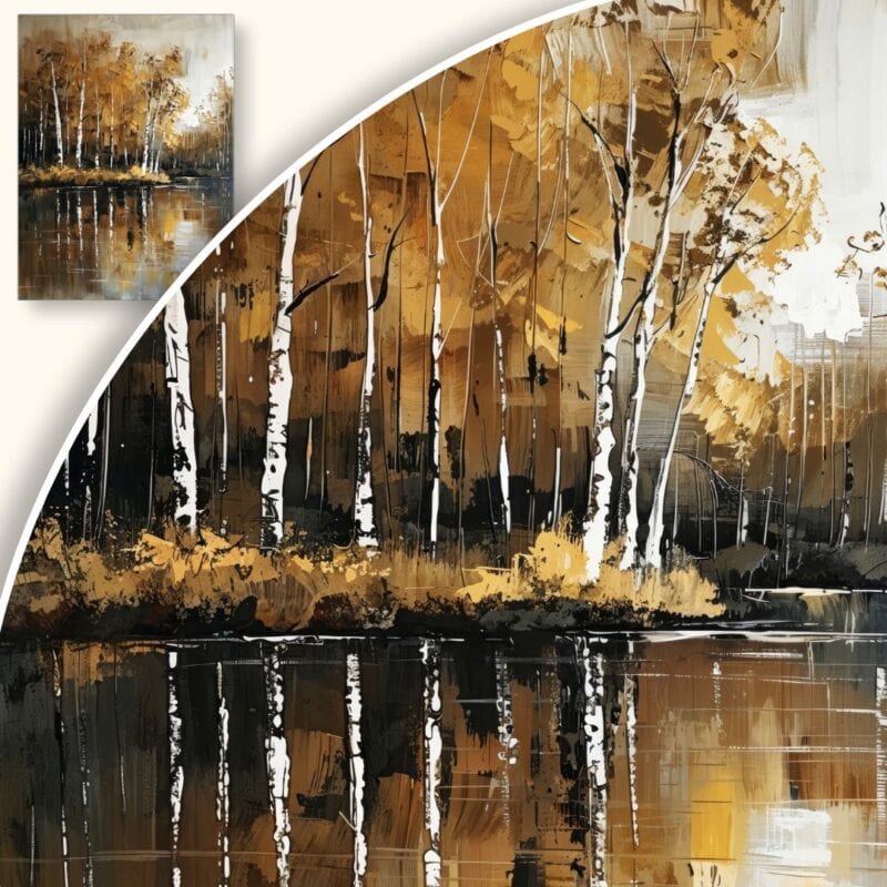 Obraz Jesienne jezioro z brzózami