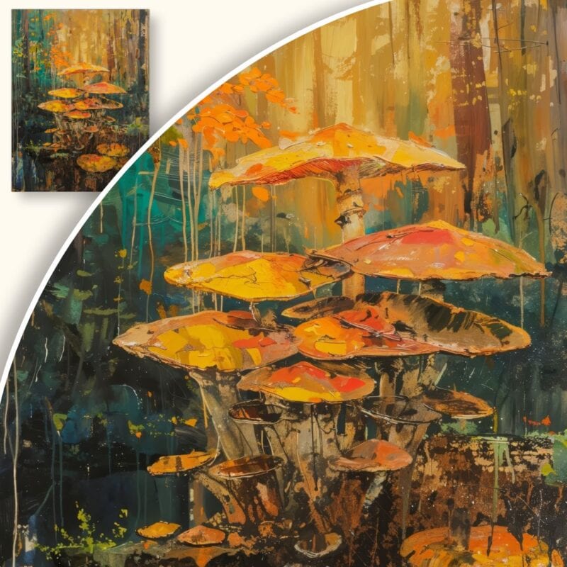 Obraz Leśne Grzyby w Świetle Słońca