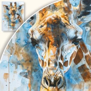 Plakat Subtelna głowa żyrafy w akwareli