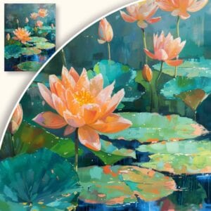Obraz Lilie wodne na spokojnej tafli wody