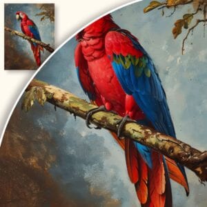 Obraz Papuga na gałęzi