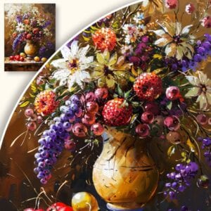 Obraz Bukiet kwiatów z owocami