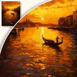 Obraz Gondola w zachodzącym słońcu Wenecji