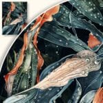 Plakat Liście z kroplami wody