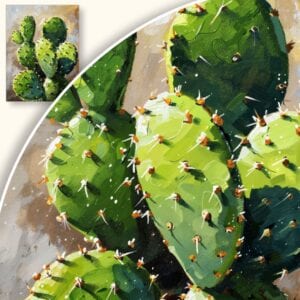 Obraz Zielony kaktus na tle subtelnego brązu