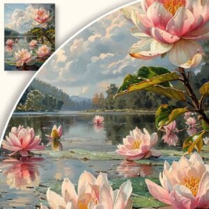 Obraz Nenufary na spokojnym jeziorze