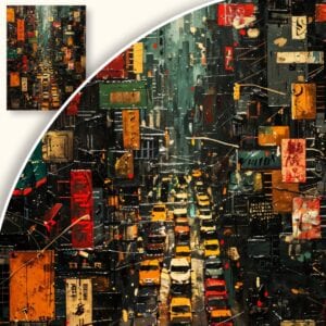 Obraz Tętniąca Życiem Ulica Pełna Taksówek