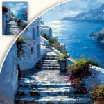 Obraz Grecka Uliczka z Widokiem na Morze